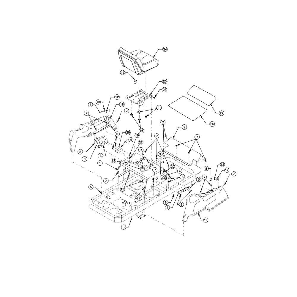 Operator's Platform 2 Diagram and Parts List for RZTSERIES  Cub Cadet Lawn Tractor